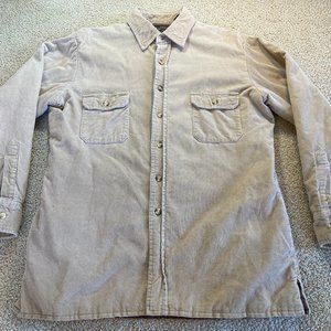 Country Touch Mens Flannel Lined Corduroy Shirt Jacket Size Medium M Beige Tan